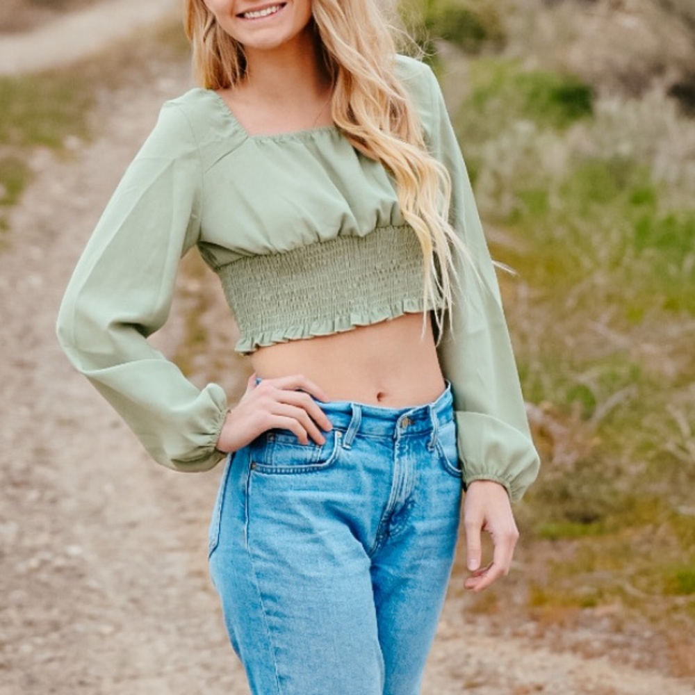 Light green cropped long sleeve